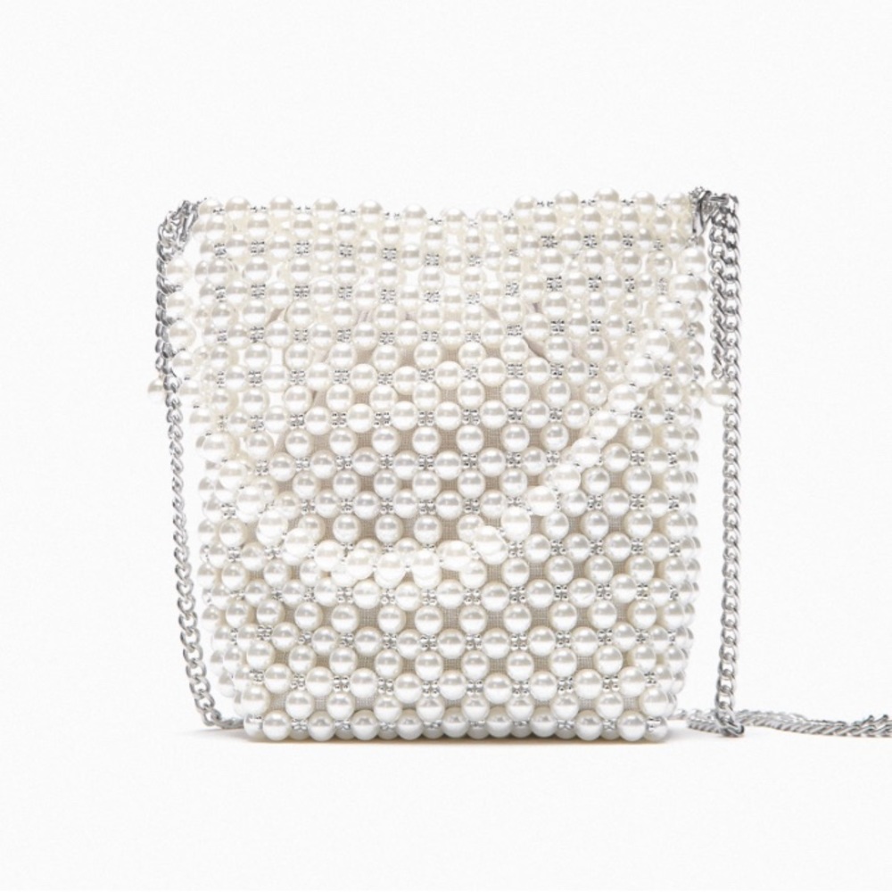 LNWOT ZARA Pearl Mini Bucket Bag